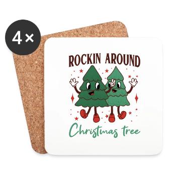 Rockin Around Christmas Tree - Coasters (set of 4) - white - Front