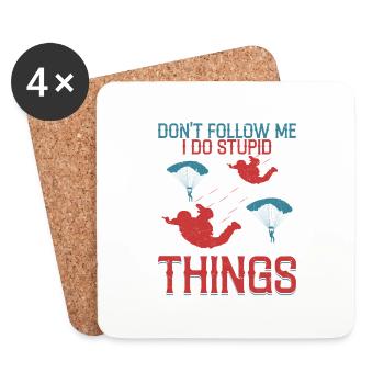 Don't Follow Me I Do Stupid Things Skydiver Parach - Coasters (set of 4) - white - Front