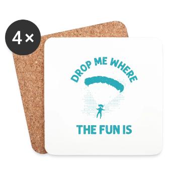 Drop Me Where The Fun Is Parachute Skydiver - Untersetzer (4er-Set) - Weiß - Vorne