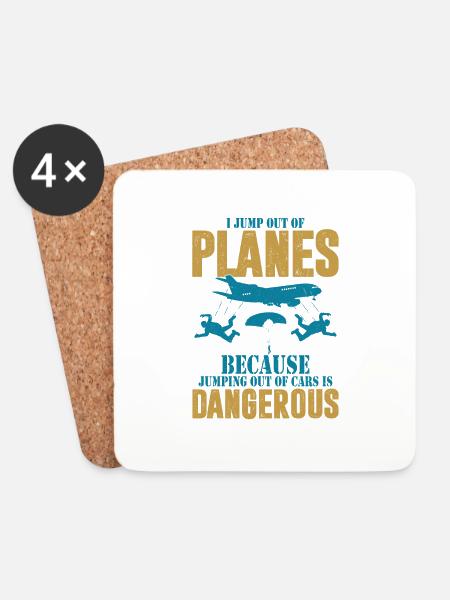 I Jump Out Of Planes Parachute Skydiver - Coasters (set of 4) - white