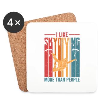 I Like Skydiving More Than People Parachute Skydiv - Coasters (set of 4) - white - Front