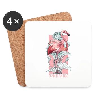 Team Flamingo Aquarell Wasserfarben Tiere - Untersetzer (4er-Set) - Weiß - Vorne