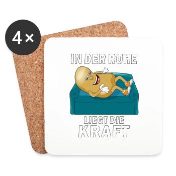 KARTOFFEL IN DER RUHE LIEGT DIE KRAFT - Untersetzer (4er-Set) - Weiß - Vorne