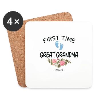 First time great grandma 2024 New Baby for granny - Coasters (set of 4) - white - Front