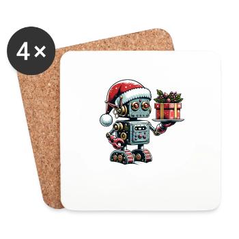 Robot de Noël - Cadeaux pour le Père Noël - Dessous de verre (lot de 4) - blanc - Devant