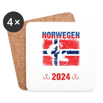 Norwegen Angeltour 2024 Angeln in Norwegen - Untersetzer (4er-Set) - Weiß - Vorne
