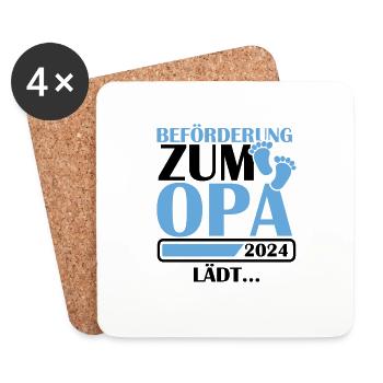 Beförderung zum Opa 2024 - Untersetzer (4er-Set) - Weiß - Vorne