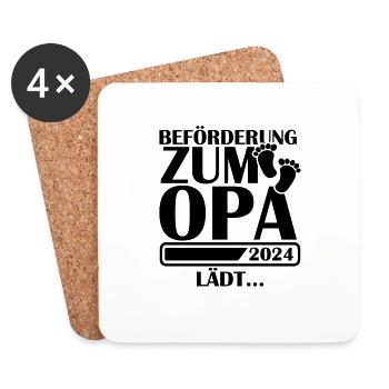 Beförderung zum Opa 2024 - Untersetzer (4er-Set) - Weiß - Vorne