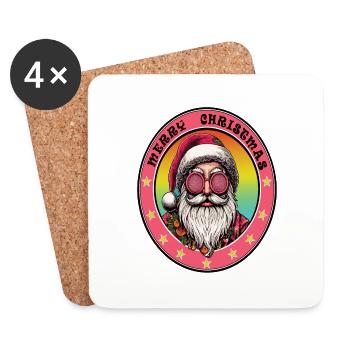 Weihnachtsmann-Hippie - Untersetzer (4er-Set) - Weiß - Vorne