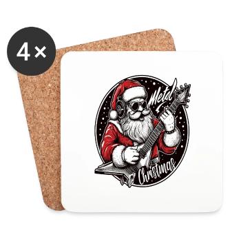 Père Noël en métal - Dessous de verre (lot de 4) - blanc - Devant