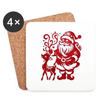 Noël Noël père Noël coquine vacances hiver - Dessous de verre (lot de 4) - blanc - Devant