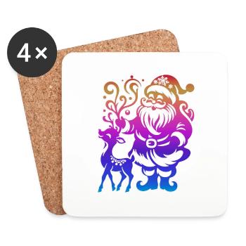 Noël Noël père Noël coquine vacances hiver - Dessous de verre (lot de 4) - blanc - Devant