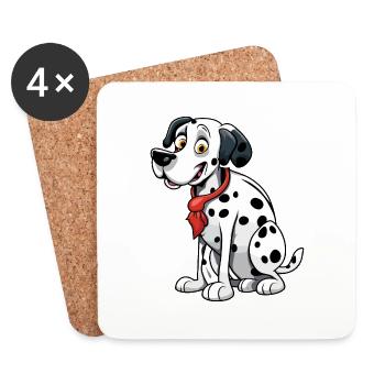 Dalmatien / Chien / Animal / Animal de compagnie / Aboiement - Dessous de verre (lot de 4) - blanc - Devant