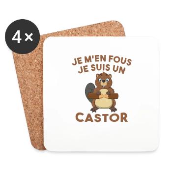 Je M'en Fous Je Suis Un Castor - Castor Doux - Dessous de verre (lot de 4) - blanc - Devant