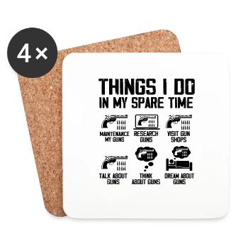 Things I Do In My Spare Time Funny Gun Lover Gun - Dessous de verre (lot de 4) - blanc - Devant