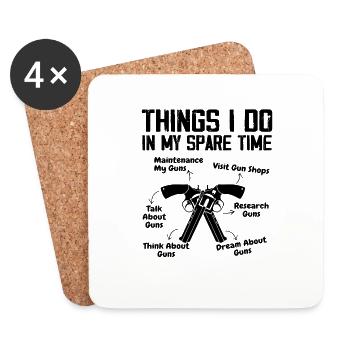 Things I Do In My Spare Time Funny Gun Lover Gun - Dessous de verre (lot de 4) - blanc - Devant