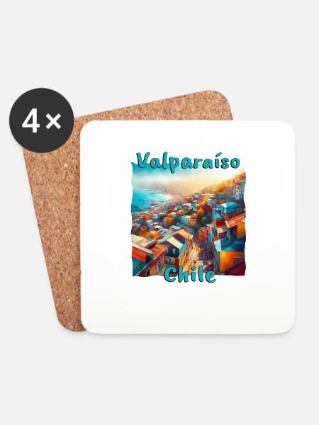 Valparaiso, Chile - Grunge-Stadt am Pazifik - Untersetzer (4er-Set) - Weiß