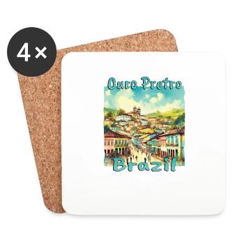 Ouro Preto, Brésil - Vacances grunge dans le - Dessous de verre (lot de 4) - blanc - Devant
