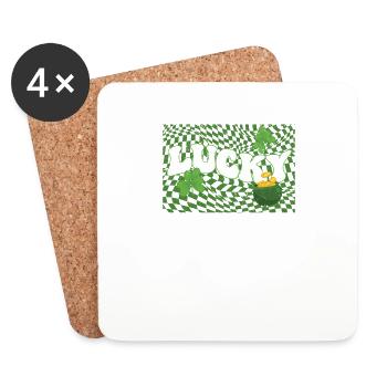 Joyeuse Saint-Patrick Shamrock Irlande Luxure - Dessous de verre (lot de 4) - blanc - Devant