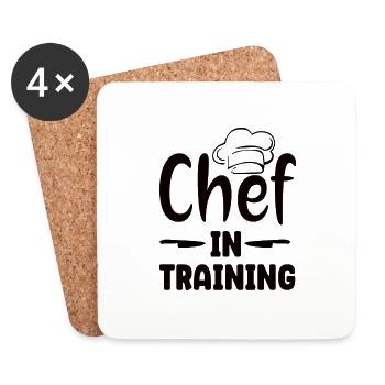 Chef en formation - Dessous de verre (lot de 4) - blanc - Devant