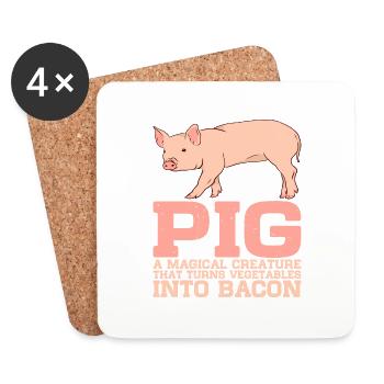 Le cochon, une créature qui transforme les légumes en bacon 7 - Dessous de verre (lot de 4) - blanc - Devant