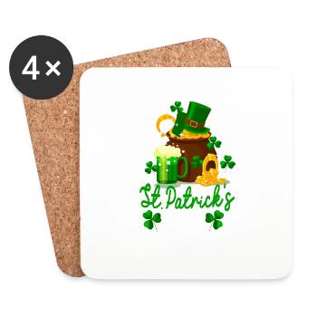 Boire de la bière Joyeux St Patrick’s Day Shamrock - Dessous de verre (lot de 4) - blanc - Devant