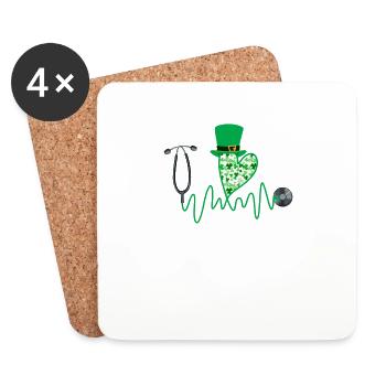 Krankenschwester St Patricks Day Stethoskop - Untersetzer (4er-Set) - Weiß - Vorne
