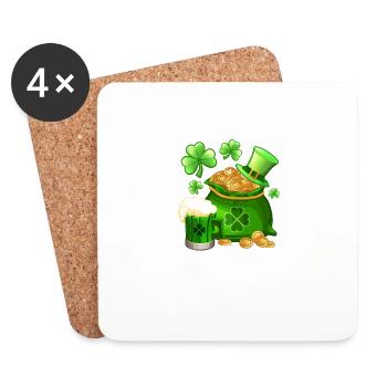 Boire de la bière Joyeux St Patrick’s Day Shamrock - Dessous de verre (lot de 4) - blanc - Devant