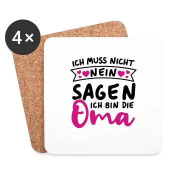 Ich muss nicht nein sagen Ich bin die Oma - Untersetzer (4er-Set) - Weiß - Vorne