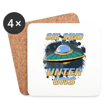 UFO SIE SIND UNTER UNS - Untersetzer (4er-Set) - Weiß - Vorne