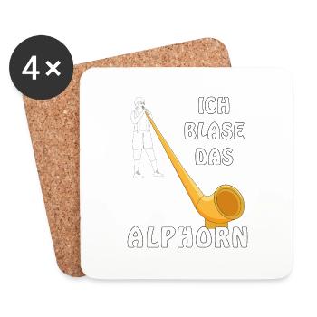 ICH BLASE DAS ALPHORN - Untersetzer (4er-Set) - Weiß - Vorne