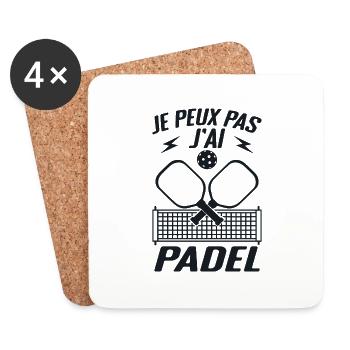 Je Peux Pas J'ai Padel - Cadeau Padeliste - Dessous de verre (lot de 4) - blanc - Devant