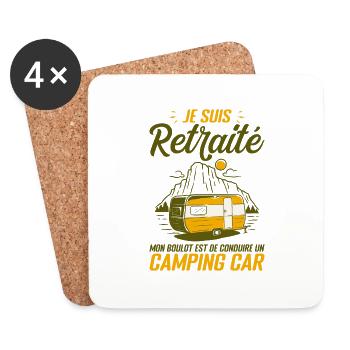 Je Suis Un Retraité Avec Un Camping Car - Dessous de verre (lot de 4) - blanc - Devant