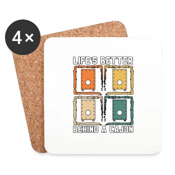 La vie est meilleure derrière un cajon kachon - Dessous de verre (lot de 4) - blanc - Devant