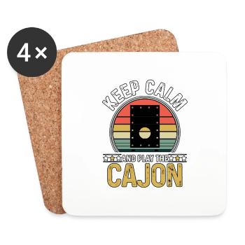 Gardez votre calme et jouez au cajon kachon - Dessous de verre (lot de 4) - blanc - Devant