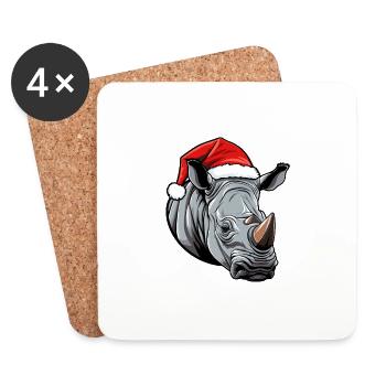 Tête de rhinocéros Noël Noël - Dessous de verre (lot de 4) - blanc - Devant