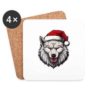 Wolf Kopf Weihnachten Xmas - Untersetzer (4er-Set) - Weiß - Vorne