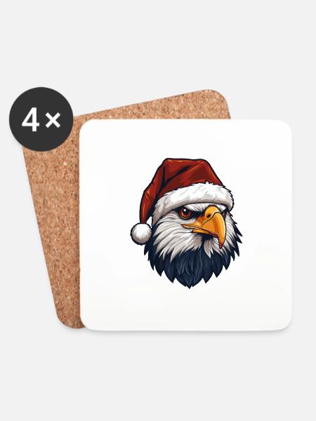 Adler Kopf Weihnachten Xmas - Untersetzer (4er-Set) - Weiß