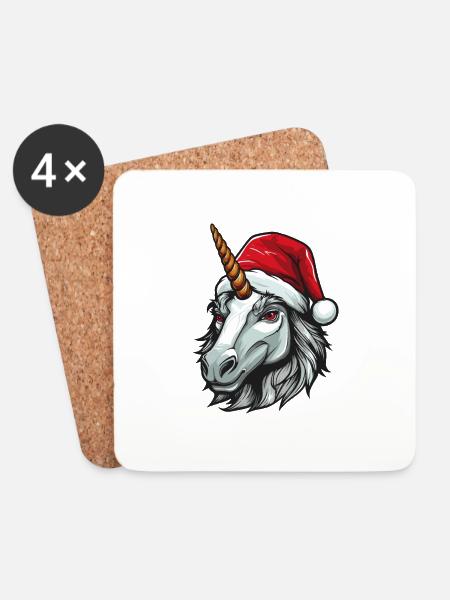 Einhorn Kopf Weihnachten Xmas - Untersetzer (4er-Set) - Weiß