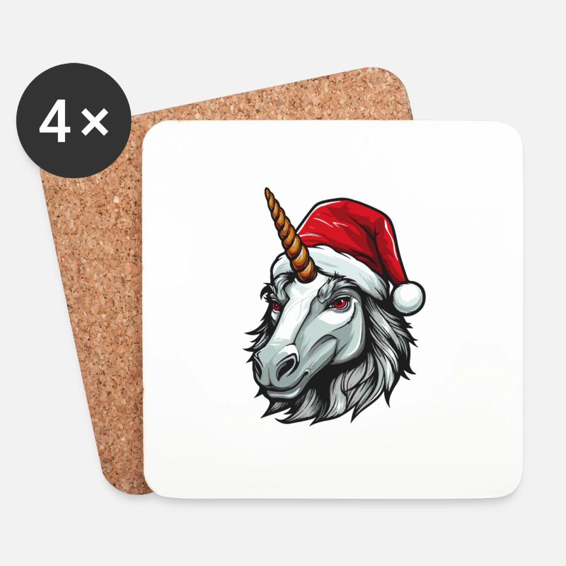Einhorn Kopf Weihnachten Xmas - Untersetzer (4er-Set) - Weiß