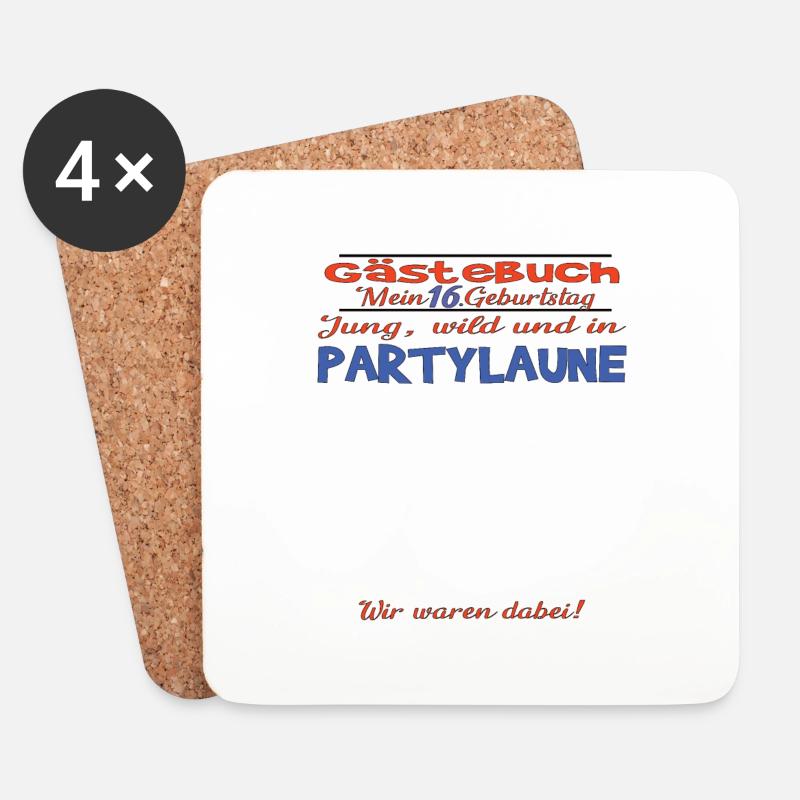 16. Geburtstag Mädchen & Junge Gästebuch - Untersetzer (4er-Set) - Weiß