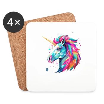 Unicorn in glass style - Coasters (set of 4) - white - Front