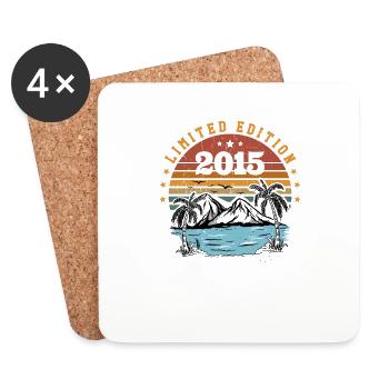 2015 Cadeau Anniversaire Vintage Rétro Né en 2015 - Dessous de verre (lot de 4) - blanc - Devant