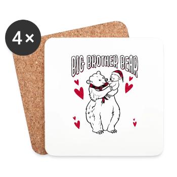 Ours Big Brother - Dessous de verre (lot de 4) - blanc - Devant