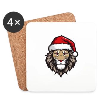 Löwe Kopf Weihnachten Christmas - Untersetzer (4er-Set) - Weiß - Vorne