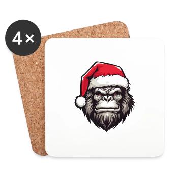Gorilla Head Christmas Christmas - Coasters (set of 4) - white - Front