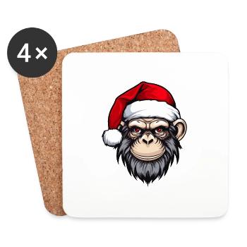 Monkey Head Christmas Christmas - Coasters (set of 4) - white - Front