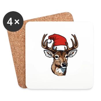 Tête de cerf Noël Noël - Dessous de verre (lot de 4) - blanc - Devant
