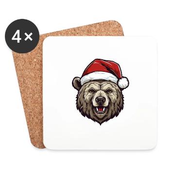Bear Head Christmas Christmas - Coasters (set of 4) - white - Front