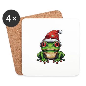 Tête de grenouille Noël Noël - Dessous de verre (lot de 4) - blanc - Devant